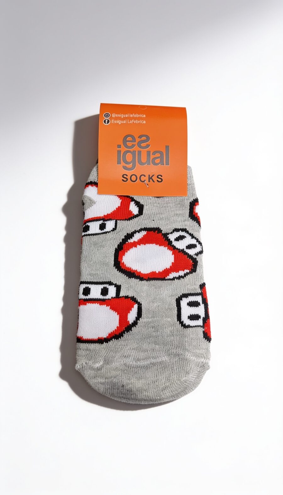 MEDIAS SOQUETE SUPER MARIO HONGUITO FONDO GRIS 23 AL 33
