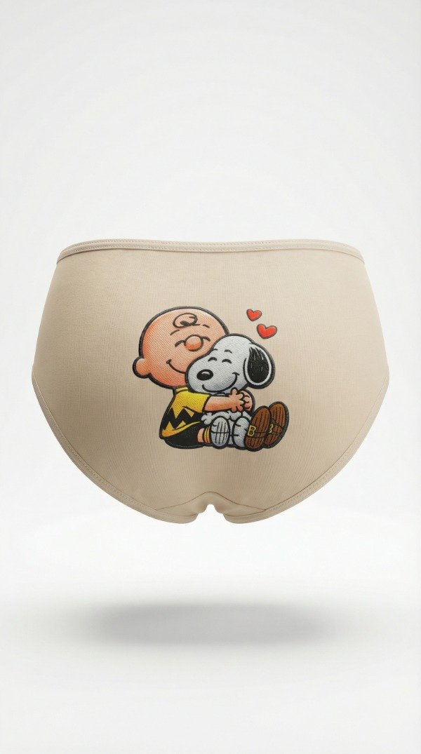 BOMBACHITA CHARLY BROWN Y SNOOPY PURO ALGODON BEIGE