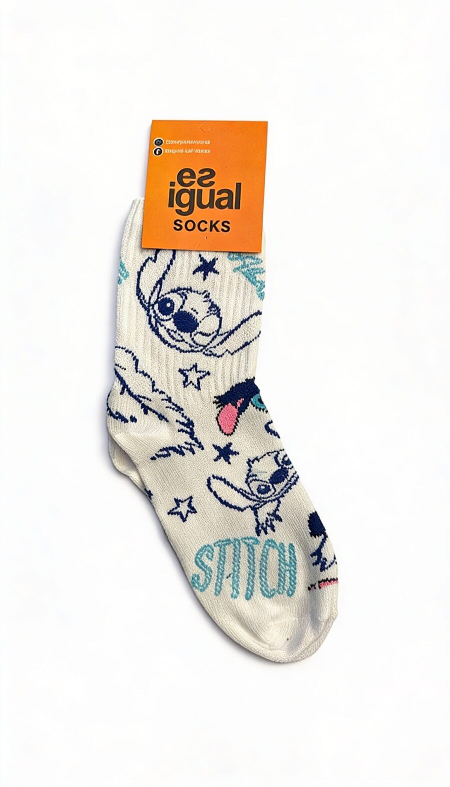 MEDIA CAÑA STITCH BLANCO Y CELESTE 23 AL 33 PREMIUM