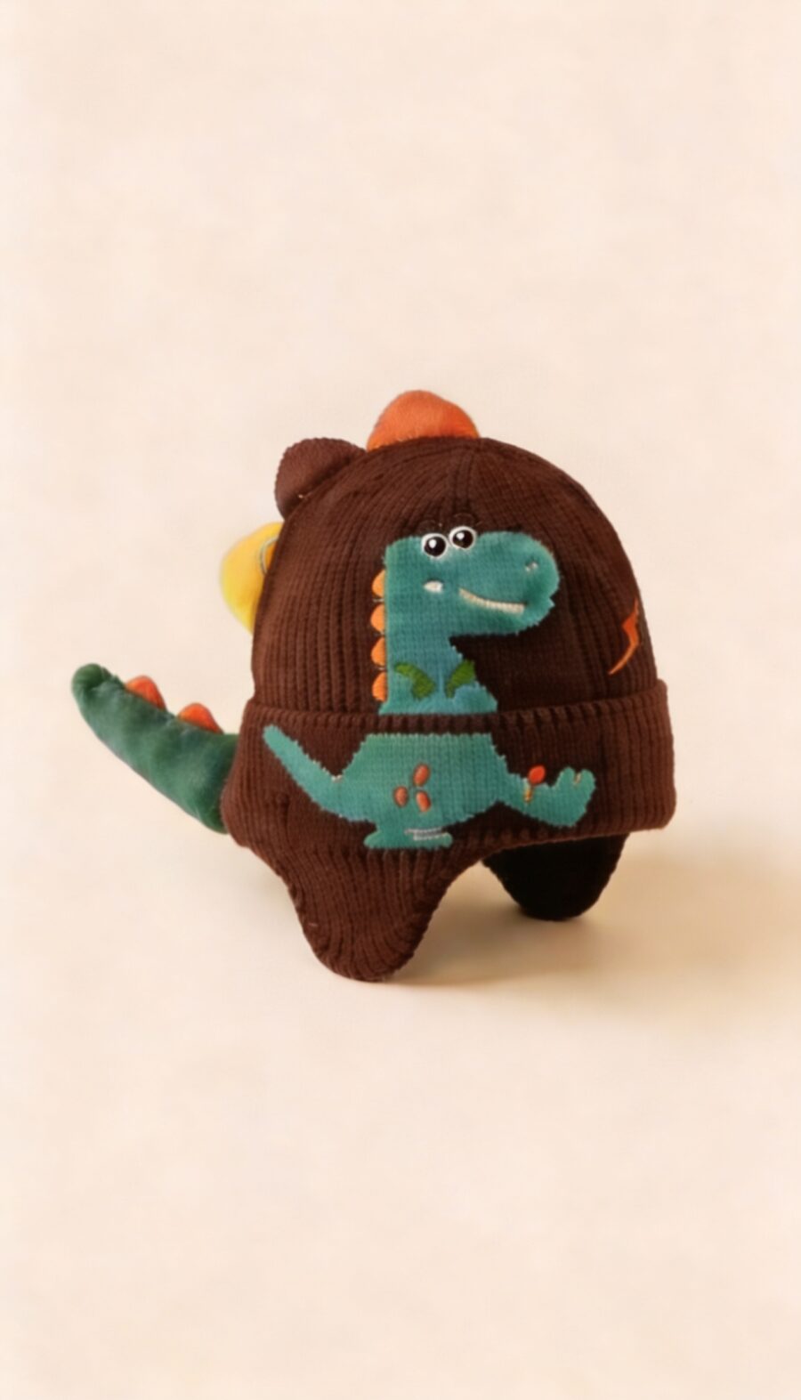 🦕 GORRO DINOSAURIO CON ESPINAS 3D - DINO POWER 🦕 CHOCOLATE