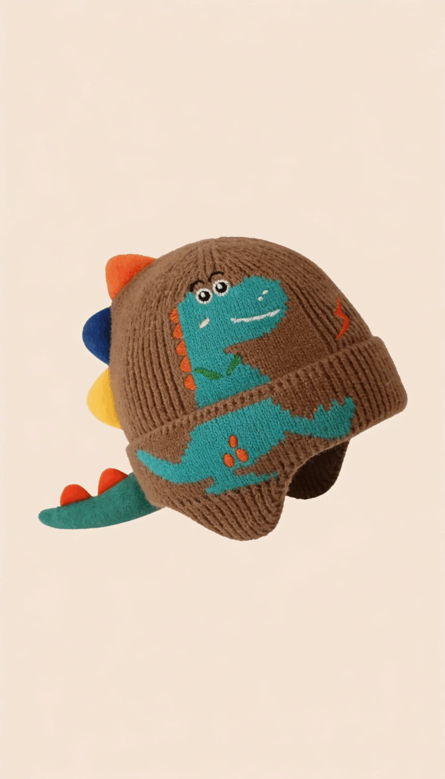 🦕 GORRO DINOSAURIO CON ESPINAS 3D - DINO POWER 🦕 MARRON CLARO