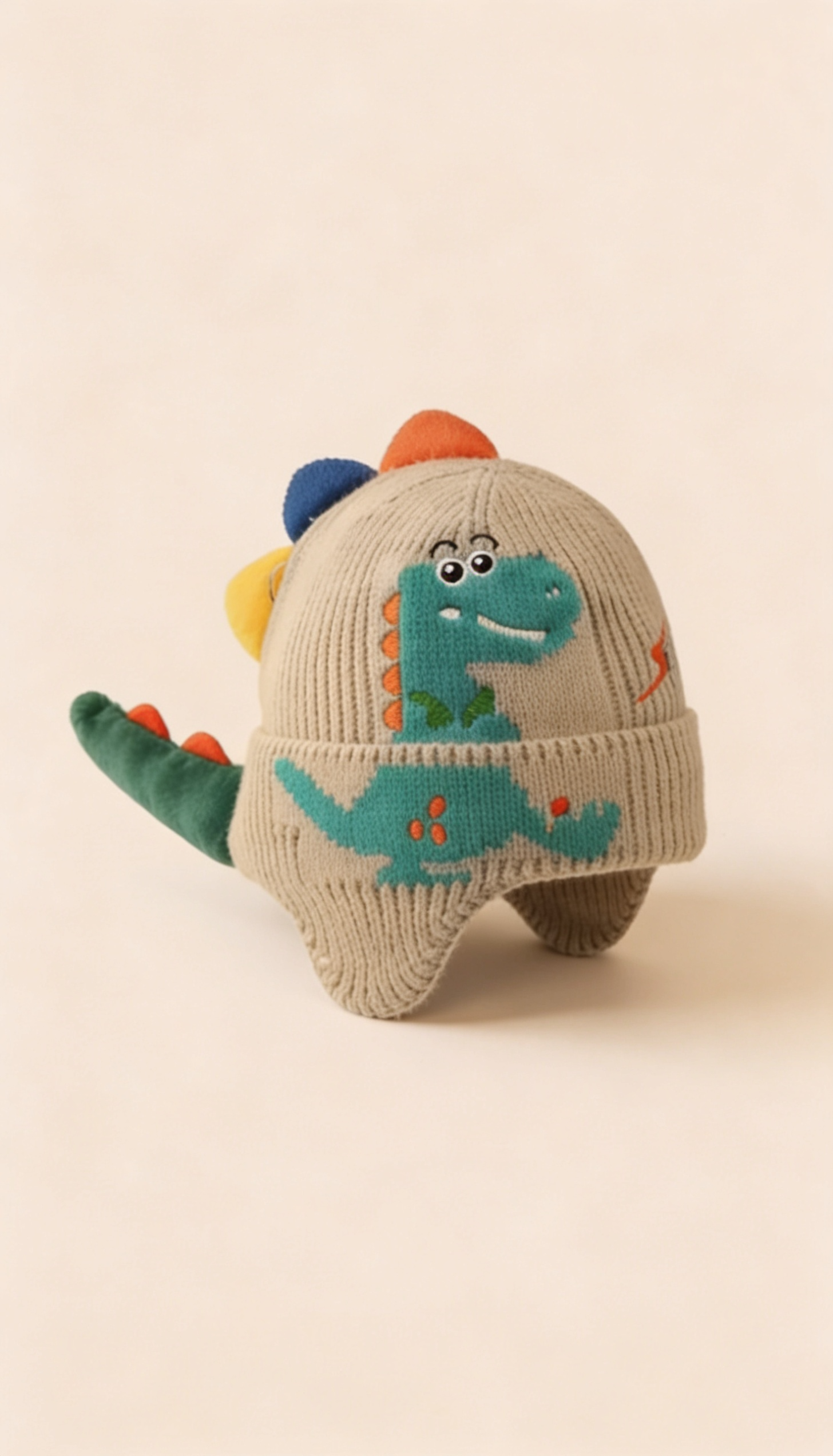🦕 GORRO DINOSAURIO CON ESPINAS 3D - DINO POWER 🦕 NATURAL
