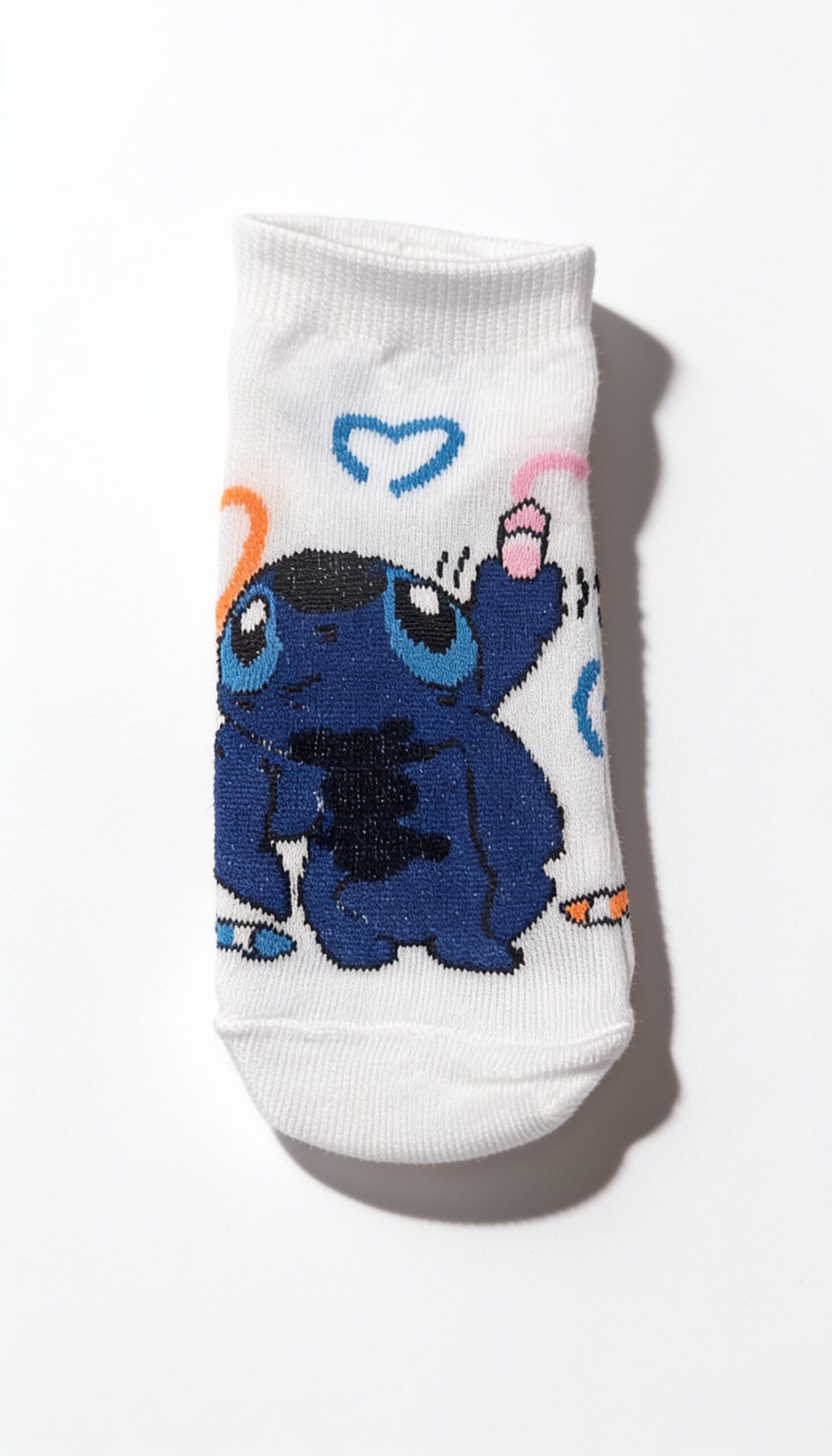 MEDIAS SOQUETE STITCH CORAZON FONDO BLANCO 23 AL 33