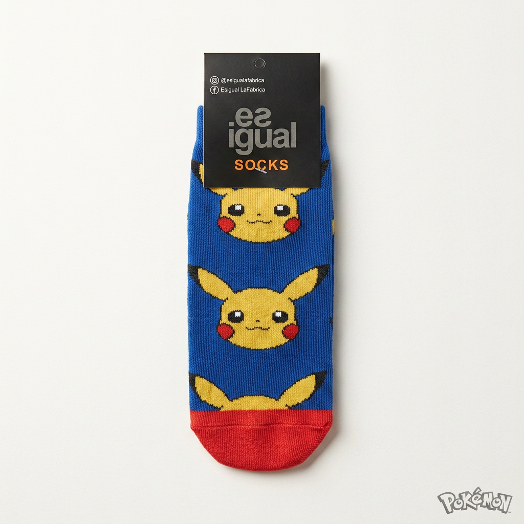 MEDIA SOQUETE POKEMON PICKACHU FONDO AZUL 23 AL 33 *