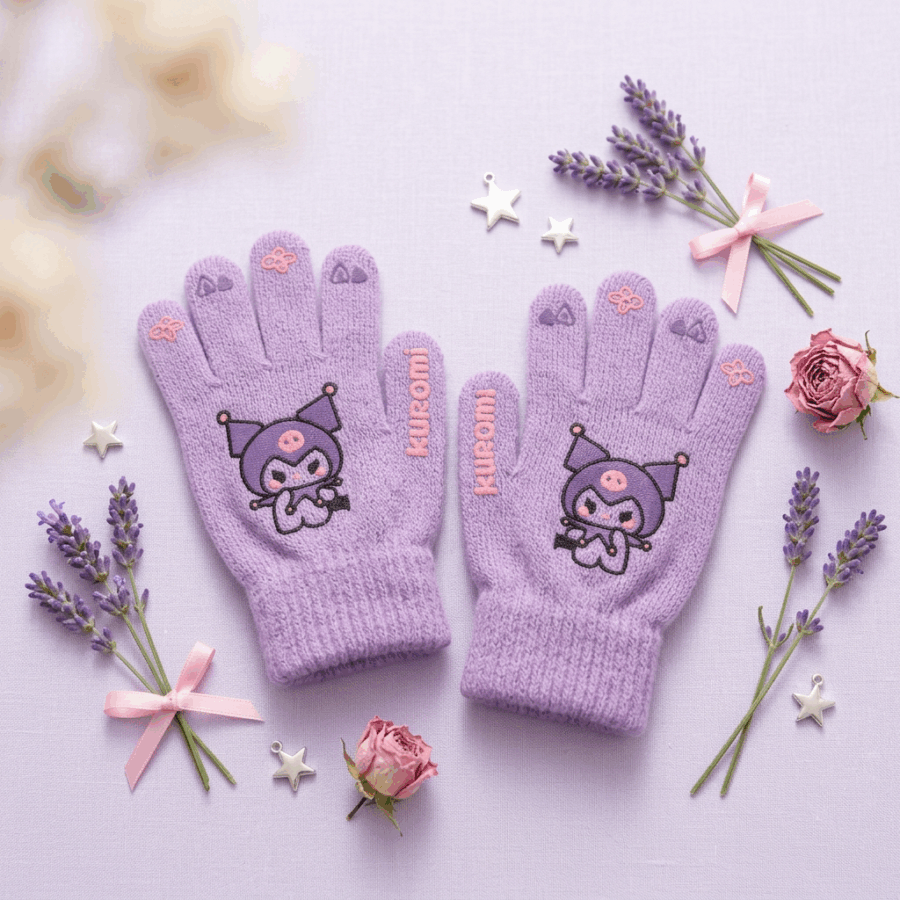 Guantes Tejidos Kuromi 💜 LILA