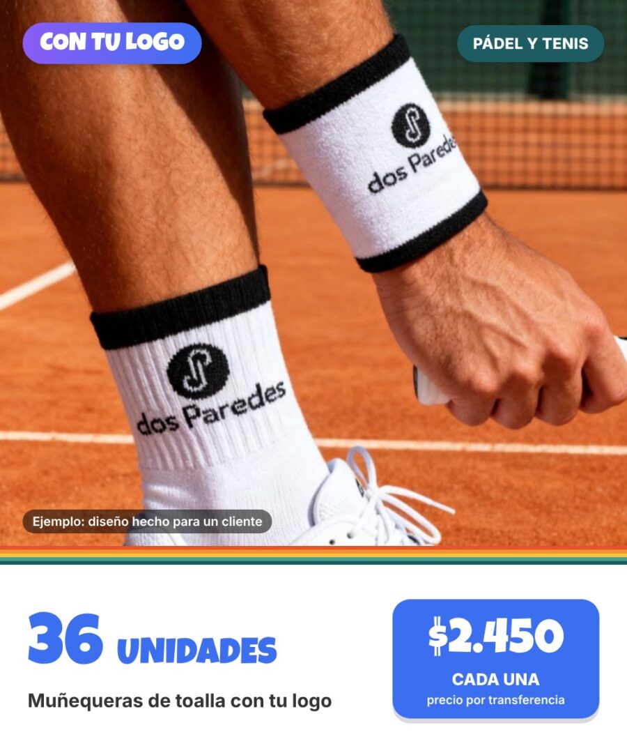 Muñequeras Personalizadas con tu Logo – Pádel y Tenis x 36 unidades